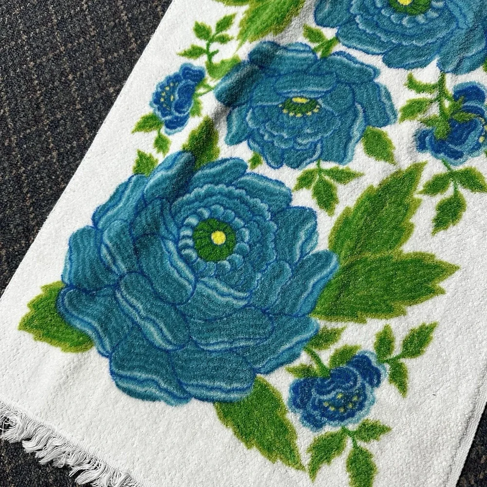 Vintage Fieldcrest Retro blue towel set bath hand‎ washcloth 1970s